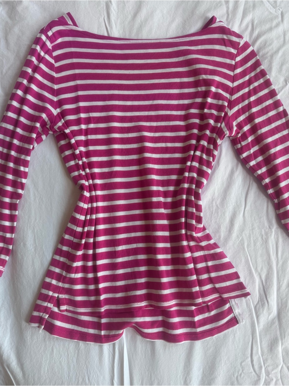 Rafaella Pink and White Striped Boatneck Top
